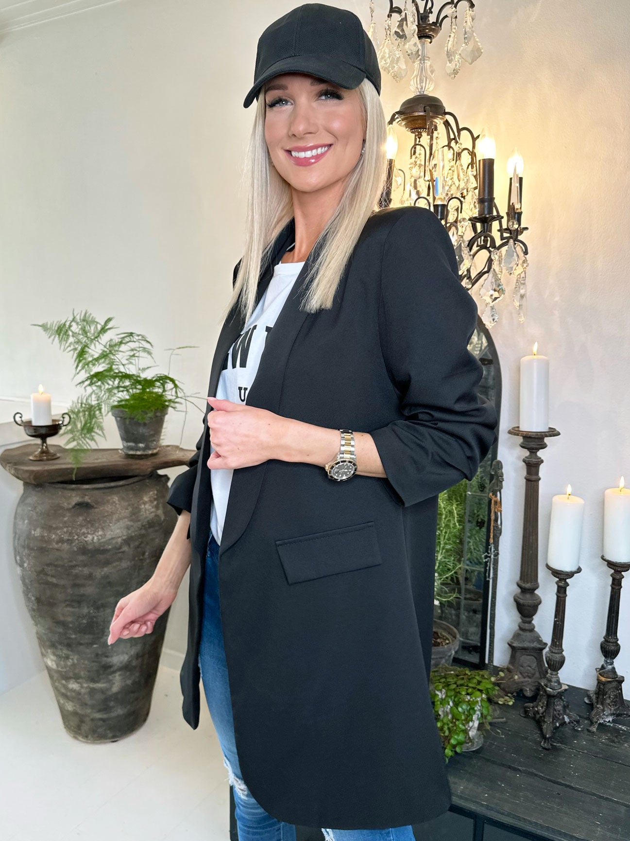 Mila Long - Snygg blazer med veck på ärmen
